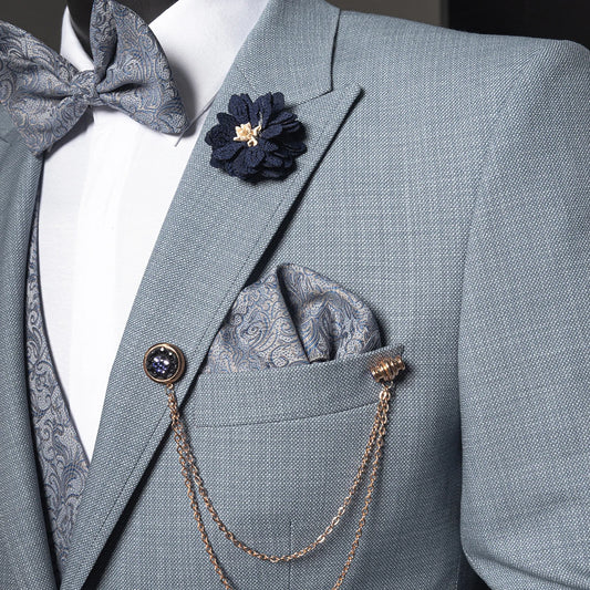 Classic Wedding Men Suits New Fashion Embroider-Vest Gentleman Tailor-Made Groom 3-Pieces Formal Occasions Party Customized