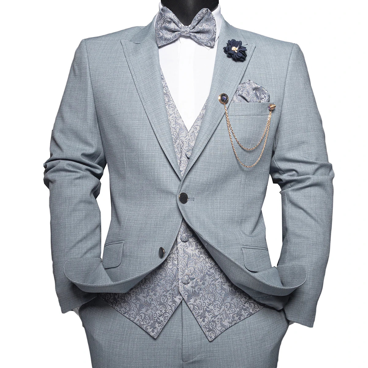 Classic Wedding Men Suits New Fashion Embroider-Vest Gentleman Tailor-Made Groom 3-Pieces Formal Occasions Party Customized