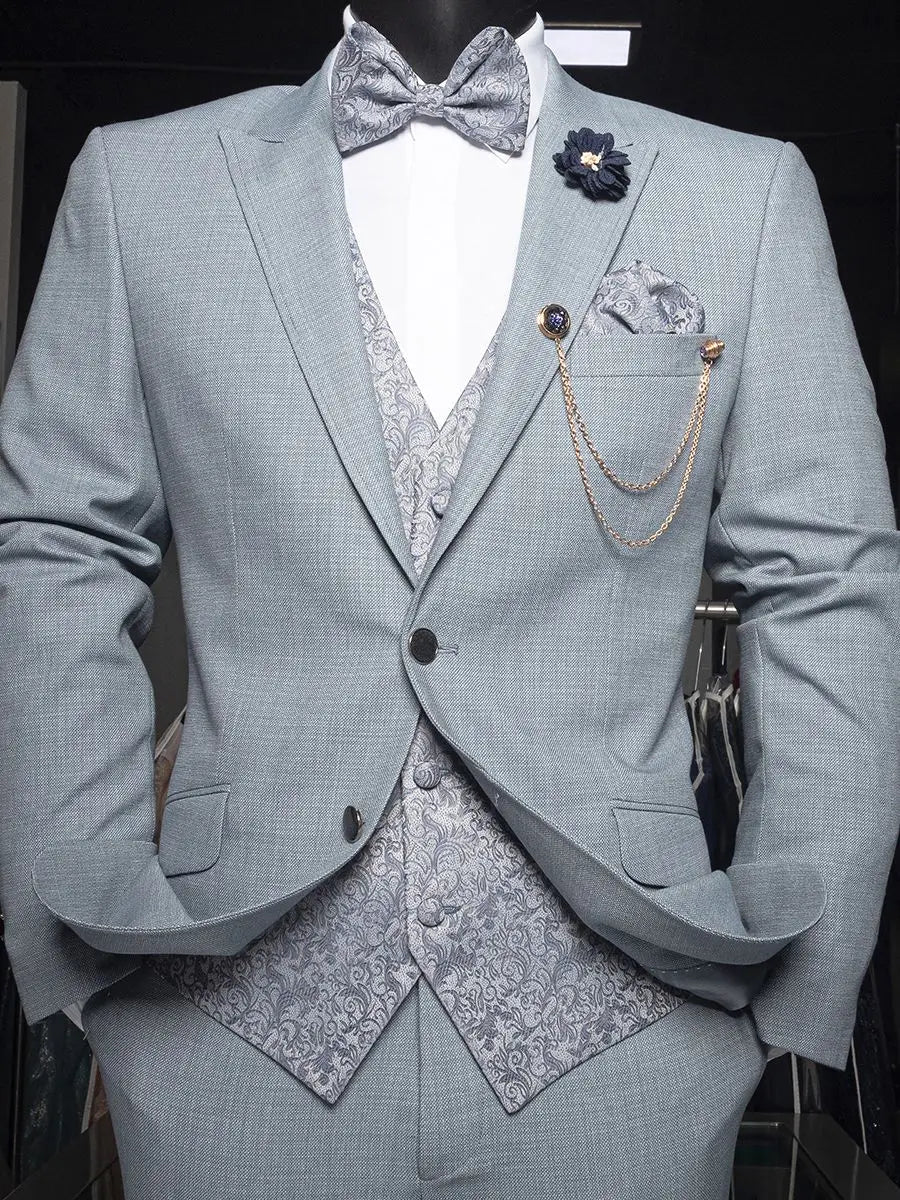 Classic Wedding Men Suits New Fashion Embroider-Vest Gentleman Tailor-Made Groom 3-Pieces Formal Occasions Party Customized