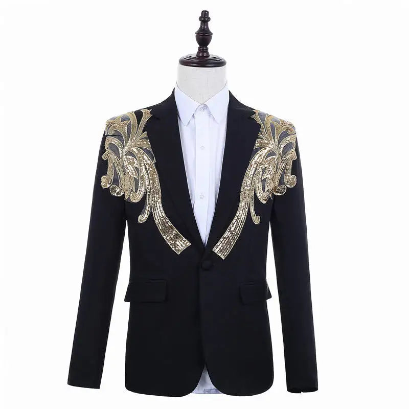 Classic Wedding Mens Suit With Sequin Applique Fashion Coat & Pant Custom Made Handsome Business Formal Groom Tuxedo Party Suits