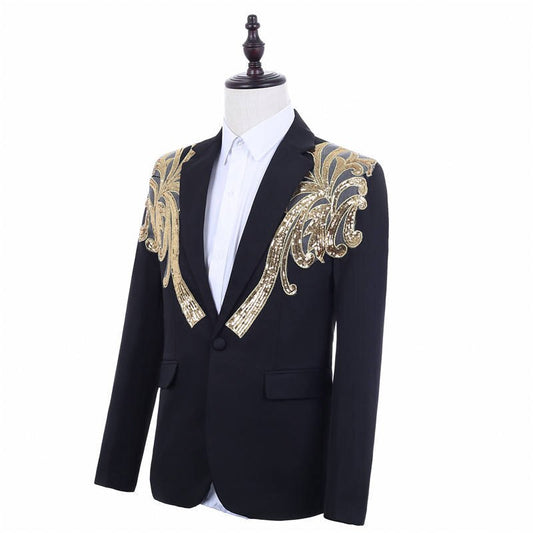 Classic Wedding men Suit With Sequin Applique Coat &amp; Pant Custom Made Business Formal Groom Tuxedo Party Suits