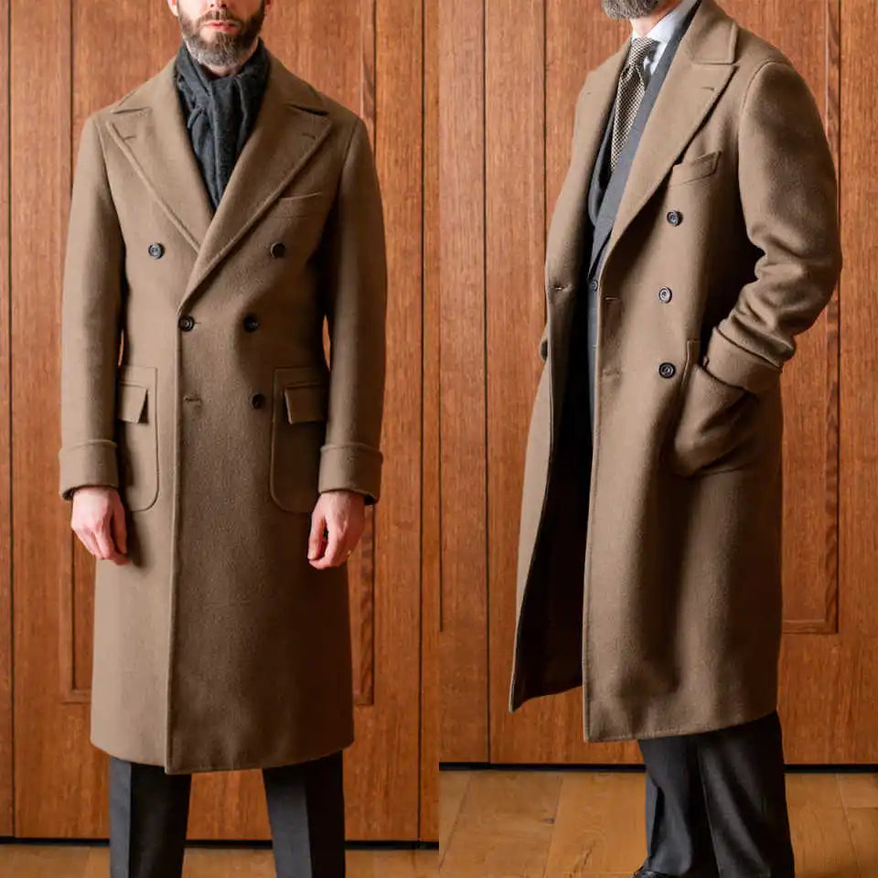 Manteau d'hiver classique en laine pour homme, veste longue croisée, style anglais, pour le quotidien, personnalisé
