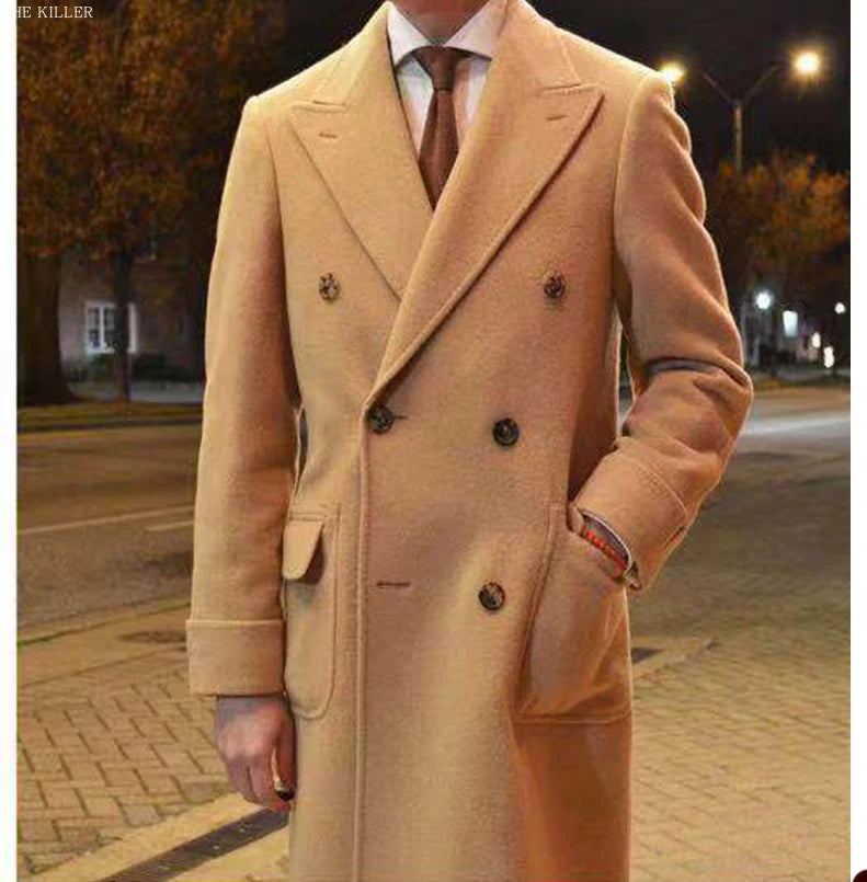 Costume classique d'hiver en laine et coton pour homme, mi-long, ceinture neuve, coupe slim, sur mesure, pour marié, occasions formelles, taille personnalisée