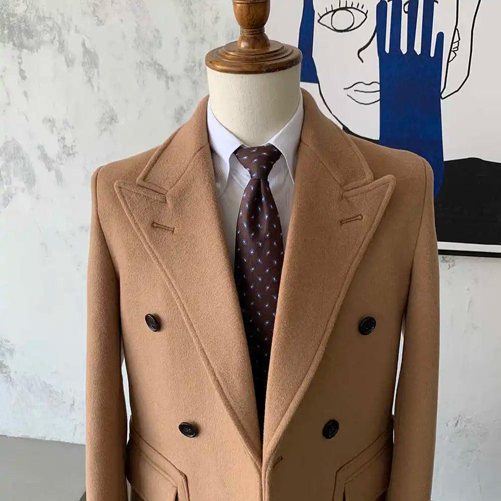 Costume classique d'hiver en laine et coton pour homme, mi-long, ceinture neuve, coupe slim, sur mesure, pour marié, occasions formelles, taille personnalisée