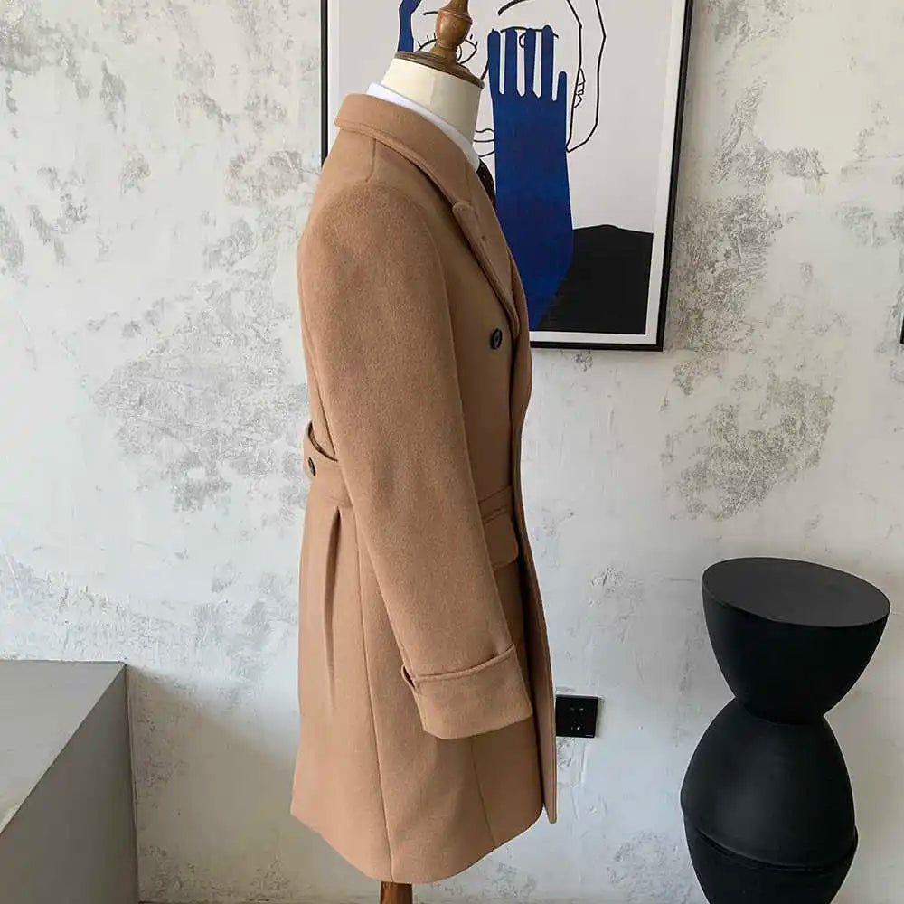 Costume classique d'hiver en laine et coton pour homme, mi-long, ceinture neuve, coupe slim, sur mesure, pour marié, occasions formelles, taille personnalisée