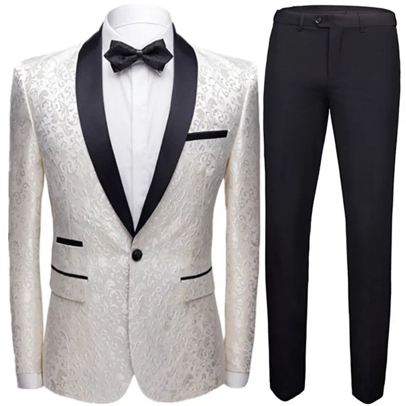 Coat Pants 2 Piece Suit Set Luxury Groom Wedding Dress Party High End Custom Slim Fit Lapel Blazer Jacket Men's Trousers