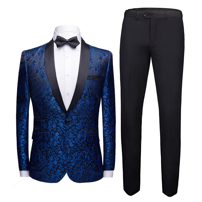 Coat Pants 2 Piece Suit Set Luxury Groom Wedding Dress Party High End Custom Slim Fit Lapel Blazer Jacket Men's Trousers