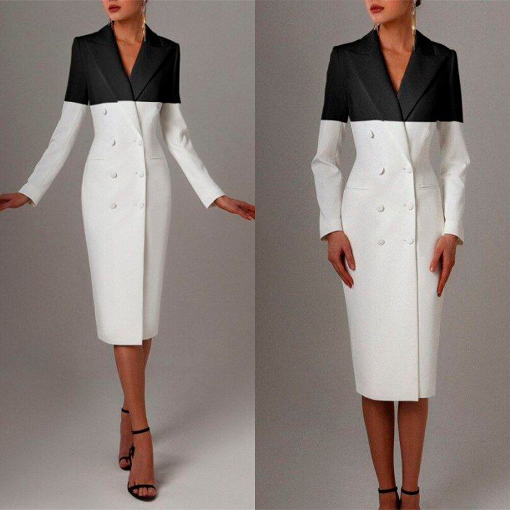 Veste longue et slim à double boutonnage pour femme, couleur assortie, tenue de soirée, de bal, d'invité, sur mesure 