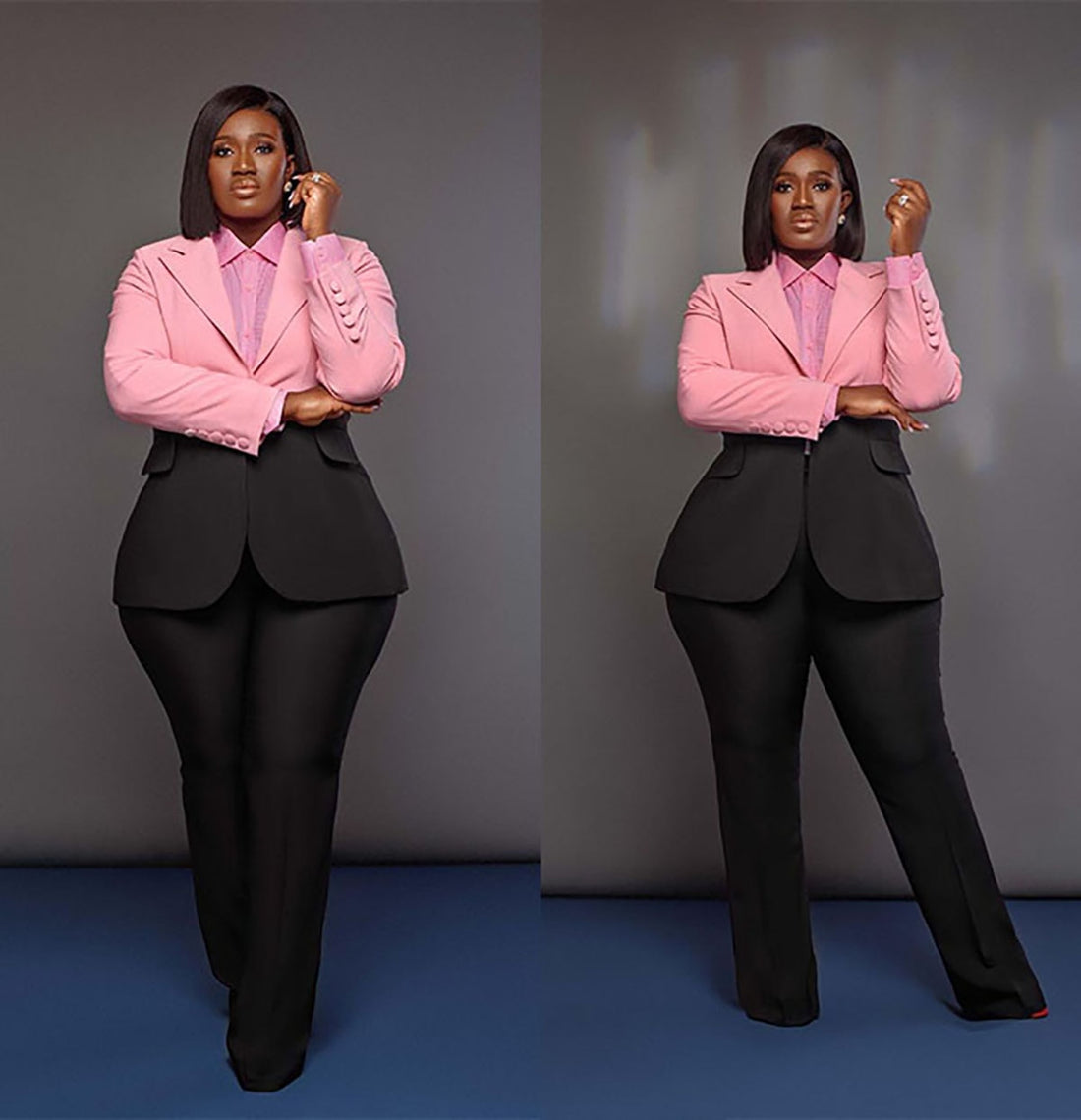Color Matching Mother of the Bride Suits Pink Black Women Ladies Formal Evening Party Work Plus Size Blazer Wear 2 Pieces