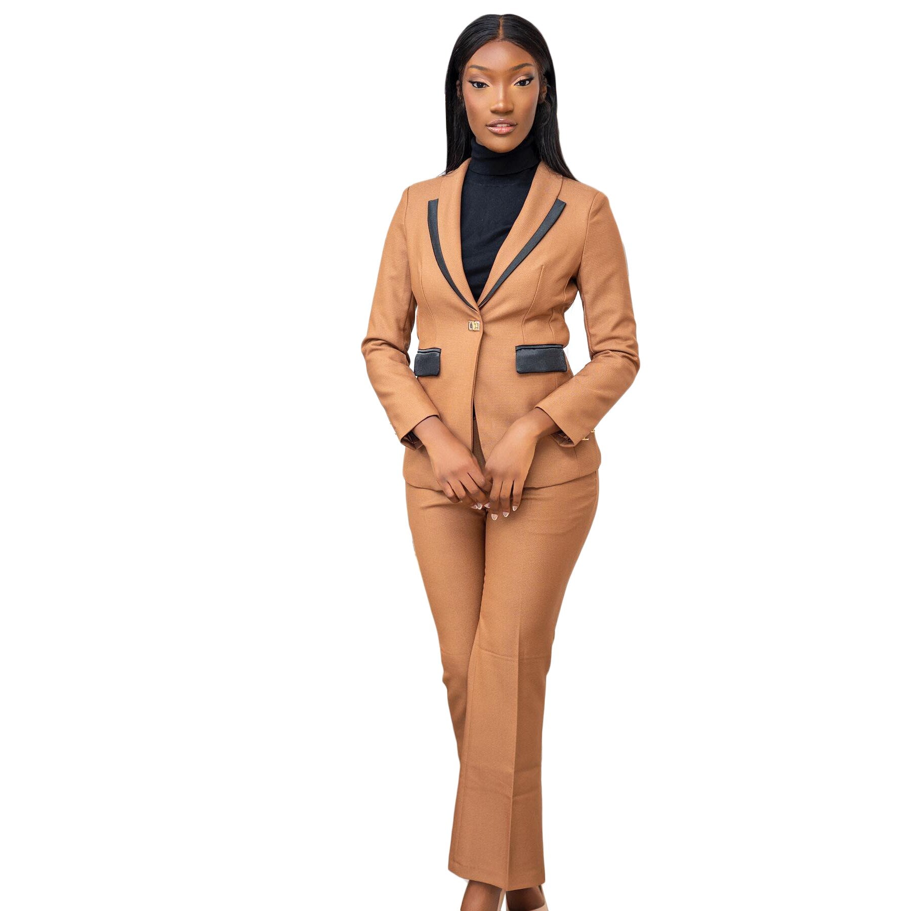 Color Matching Tailored Women Slim Pants Suits Ladies Prom Formal Guest Wear For Wedding 2 Pieces