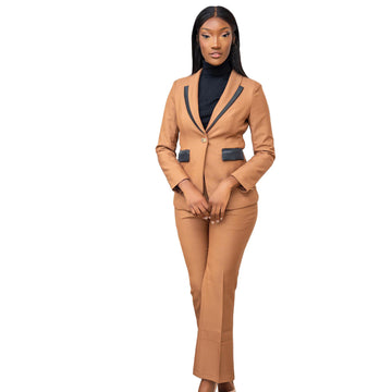 Color Matching Tailored Women Slim Pants Suits Ladies Prom Formal Guest Wear For Wedding 2 Pieces