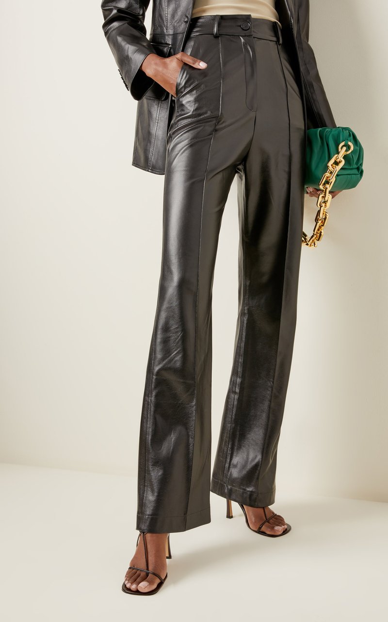 Cool Black Leather Women Suit Sets Custom Made Tuxedos Evening Party Slim Blazer Formal Wear For Wedding (Jacket+Pants)