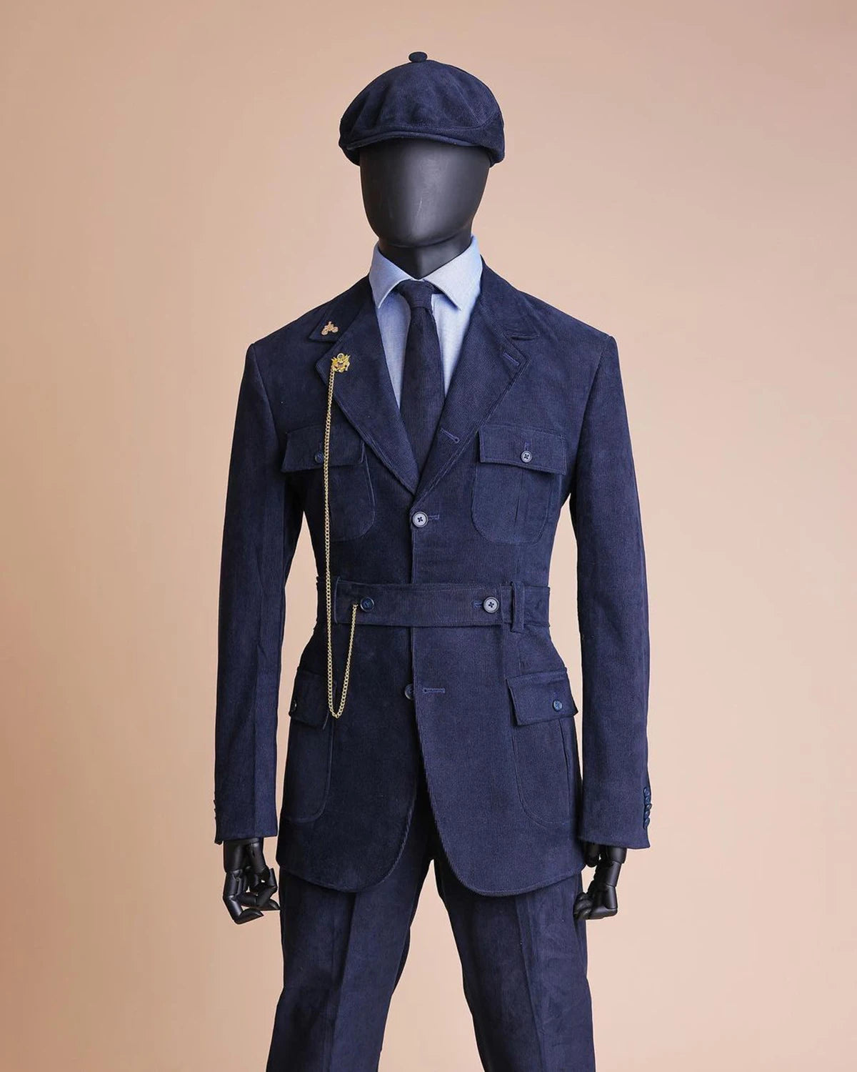 Costume homme 2 pièces en velours côtelé sur mesure, blazer et pantalon avec ceinture, tenue de travail décontractée, tenue de soirée sur mesure 