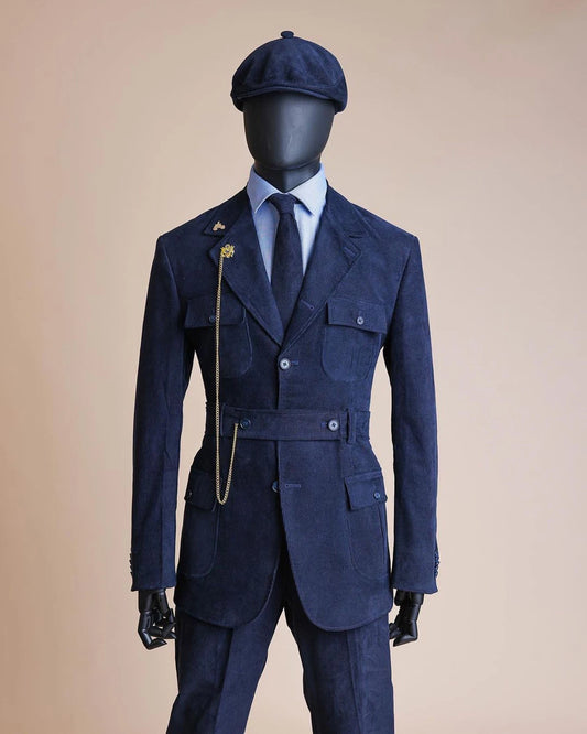 Corduroy Unique Men Suit Tailor-Made 2 Pieces Blazer Pants With Belt Formal Business Causal Work Wear Party Tailored