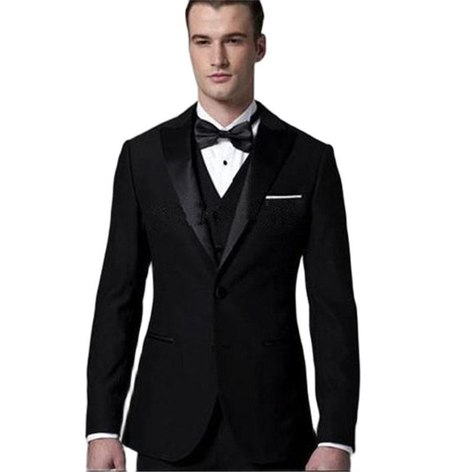 Costume Homme Blazer Noir Pantalon Hommes Costumes 3 Pièces Veste + Pantalon + Gilet Slim Fit Mariage Garçons D'honneur Smoking Formel Tenue De Soirée Vêtements 