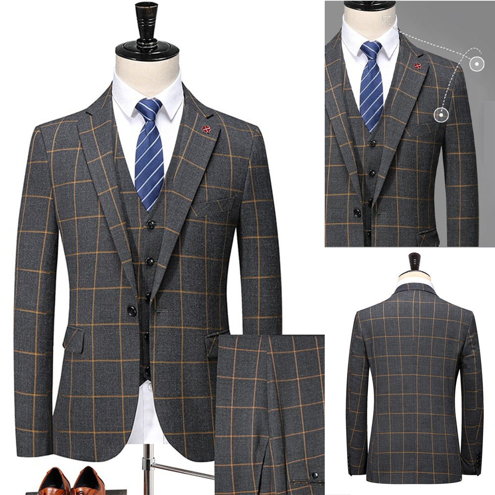 Costume Homme Business Hommes Costumes Sur Mesure 3 Pièces Rayé Manteau Gilet Pantalon Smokings Formel Mariage Sur Mesure Mode 