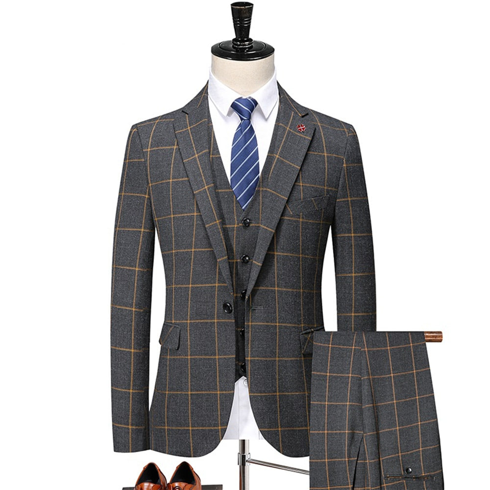 Costume Homme Business Hommes Costumes Sur Mesure 3 Pièces Rayé Manteau Gilet Pantalon Smokings Formel Mariage Sur Mesure Mode 