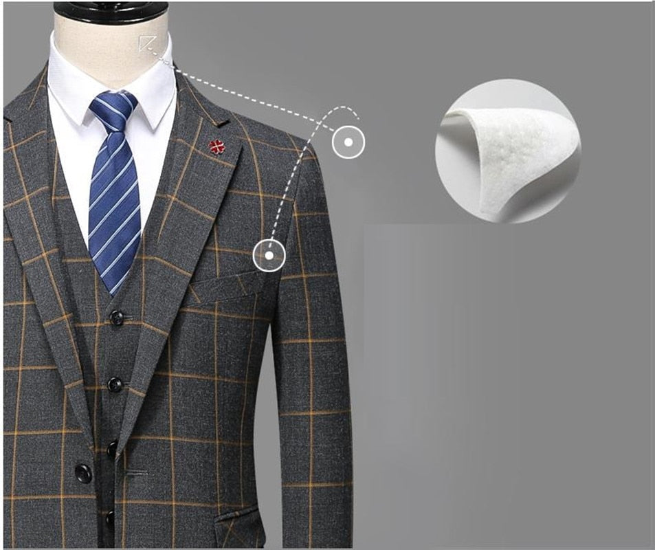 Costume Homme Business Hommes Costumes Sur Mesure 3 Pièces Rayé Manteau Gilet Pantalon Smokings Formel Mariage Sur Mesure Mode 