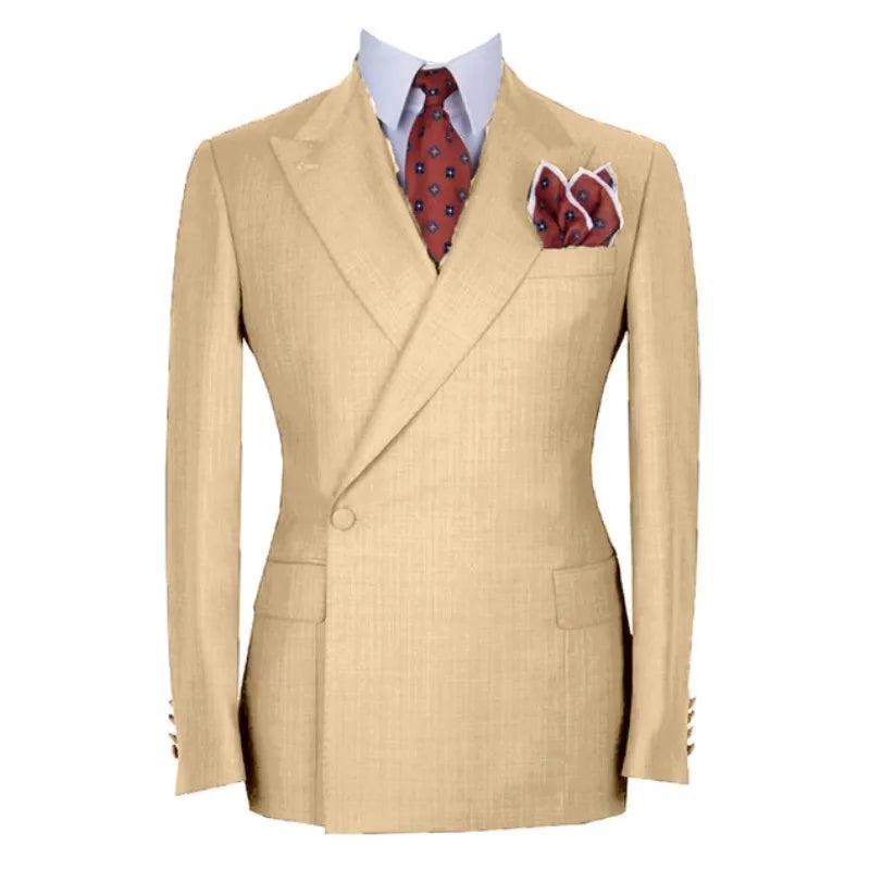 Costume Homme Double Breasted Men Suits One Button Wedding Tuxedo Terno Prom Groom 2 Pcs Slim Fit Blazer Jacket+Pant