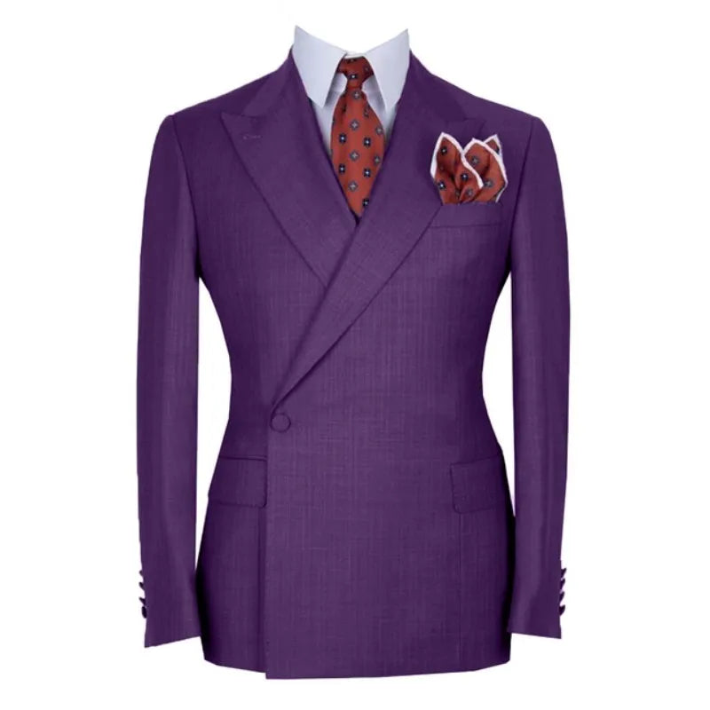 Costume Homme Double Breasted Men Suits One Button Wedding Tuxedo Terno Prom Groom 2 Pcs Slim Fit Blazer Jacket+Pant