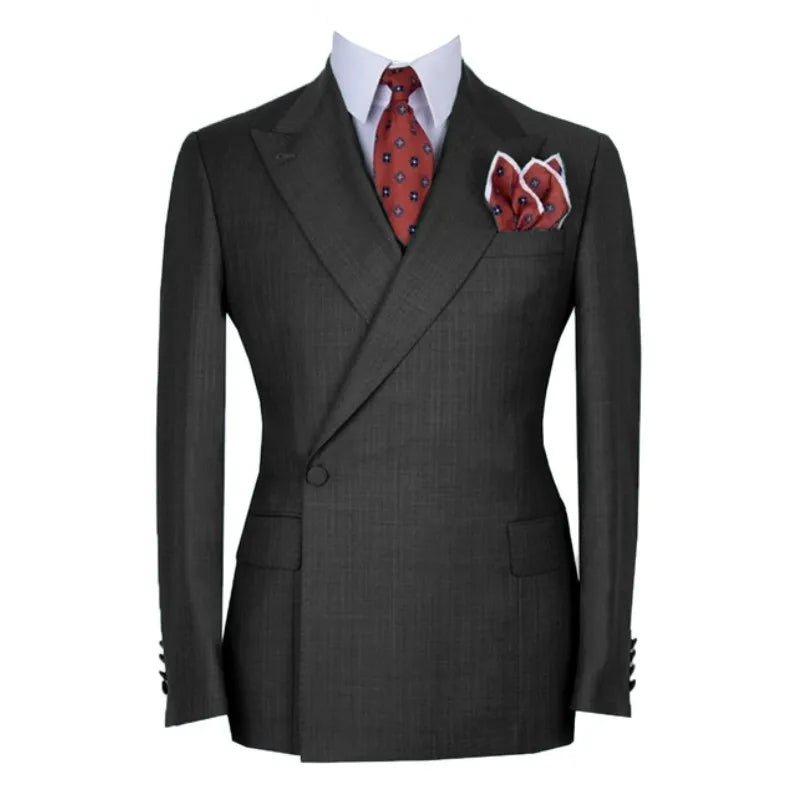 Costume Homme Double Breasted Men Suits One Button Wedding Tuxedo Terno Prom Groom 2 Pcs Slim Fit Blazer Jacket+Pant