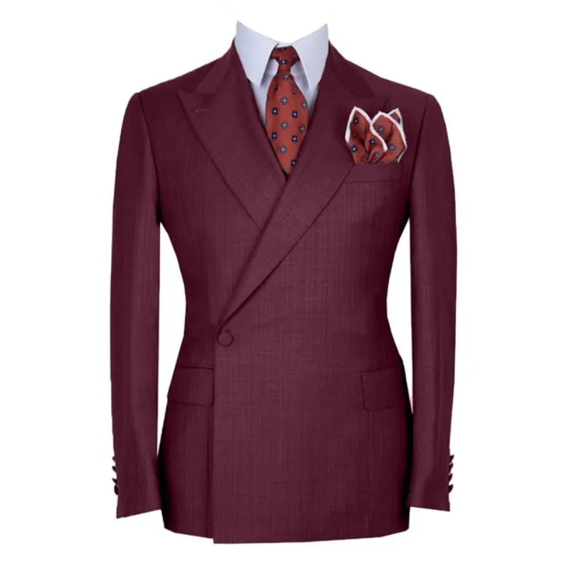 Costume Homme Double Breasted Men Suits One Button Wedding Tuxedo Terno Prom Groom 2 Pcs Slim Fit Blazer Jacket+Pant