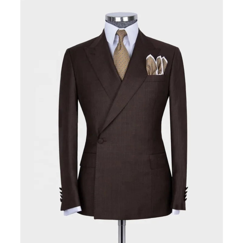 Costume Homme Double Breasted Men Suits One Button Wedding Tuxedo Terno Prom Groom 2 Pcs Slim Fit Blazer Jacket+Pant