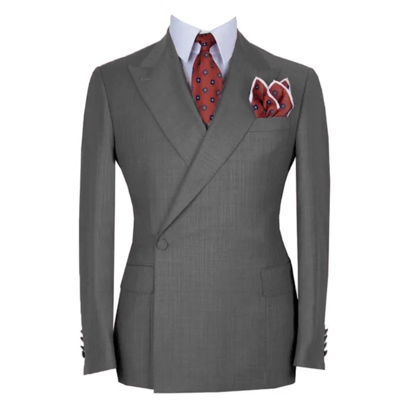 Costume Homme Double Breasted Men Suits One Button Wedding Tuxedo Terno Prom Groom 2 Pcs Slim Fit Blazer Jacket+Pant