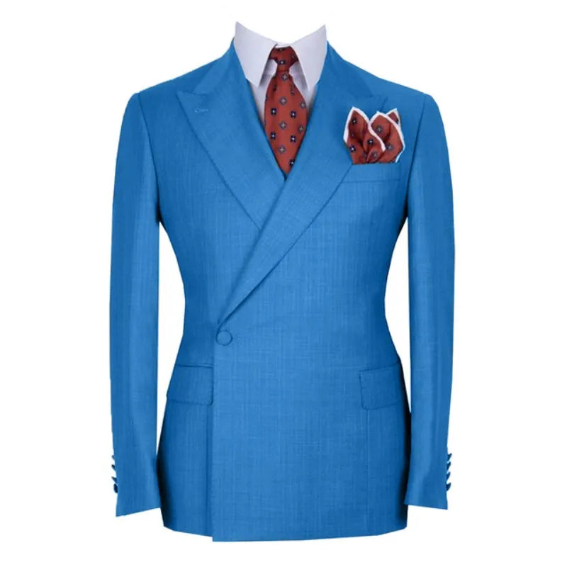 Costume Homme Double Breasted Men Suits One Button Wedding Tuxedo Terno Prom Groom 2 Pcs Slim Fit Blazer Jacket+Pant