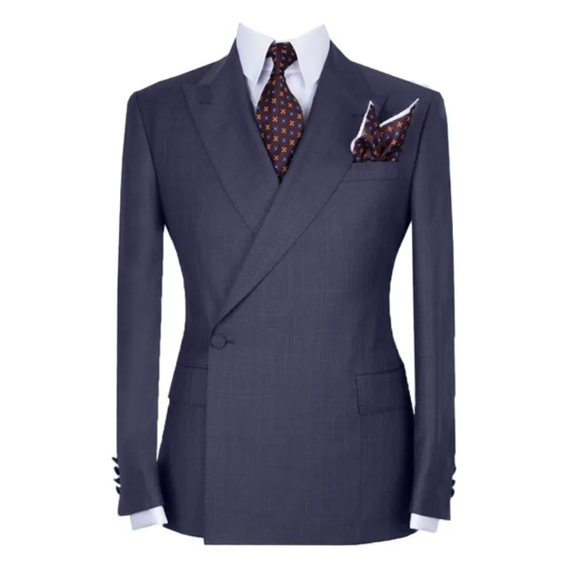 Costume Homme Double Breasted Men Suits One Button Wedding Tuxedo Terno Prom Groom 2 Pcs Slim Fit Blazer Jacket+Pant