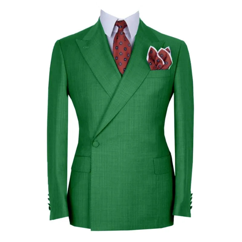 Costume Homme Double Breasted Men Suits One Button Wedding Tuxedo Terno Prom Groom 2 Pcs Slim Fit Blazer Jacket+Pant