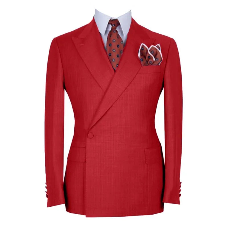Costume Homme Double Breasted Men Suits One Button Wedding Tuxedo Terno Prom Groom 2 Pcs Slim Fit Blazer Jacket+Pant