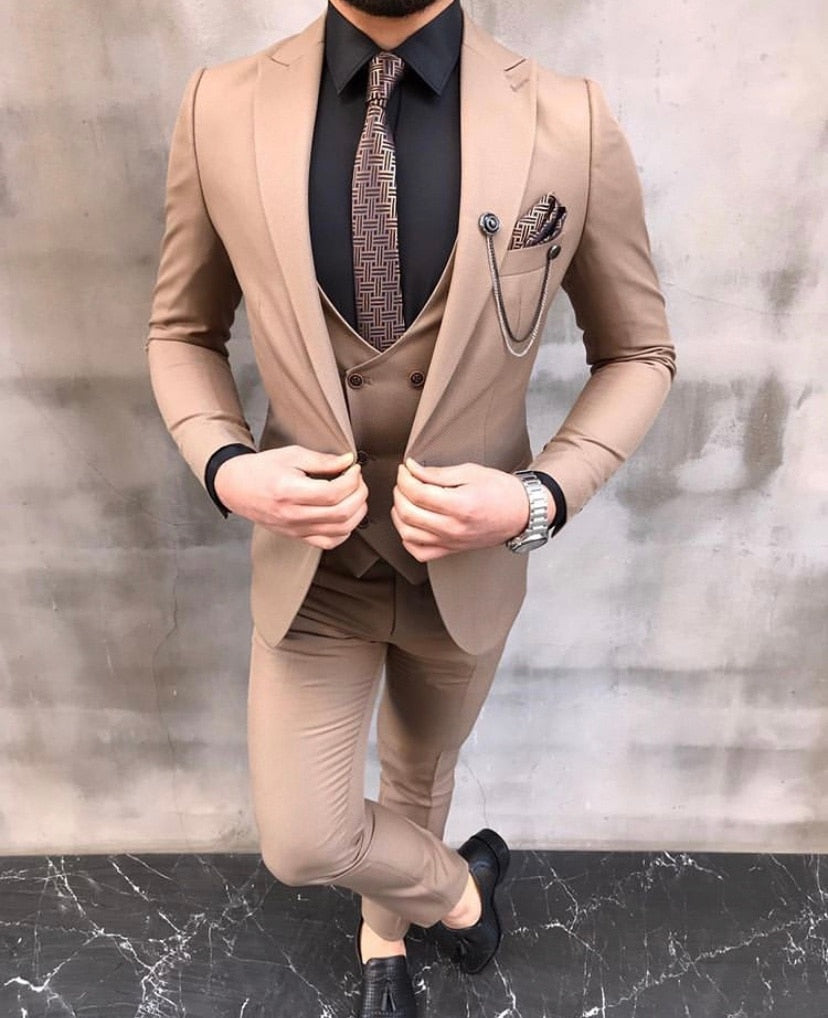 Costume Homme Veste Pantalon Design Hommes Costumes Mariage Marié Marié Bal Slim Fit Blazer 3 Pièces (Veste + Pantalon + Gilet) 