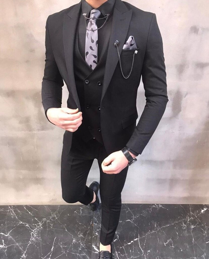 Costume Homme Veste Pantalon Design Hommes Costumes Mariage Marié Marié Bal Slim Fit Blazer 3 Pièces (Veste + Pantalon + Gilet) 