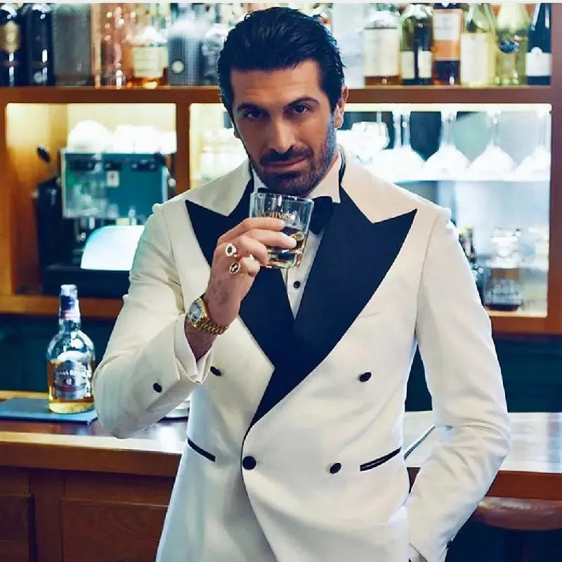 Costume Homme Men Suits Tailor-Made 2 Pieces Black Peak Lapel Formal Wedding Business Causal Prom