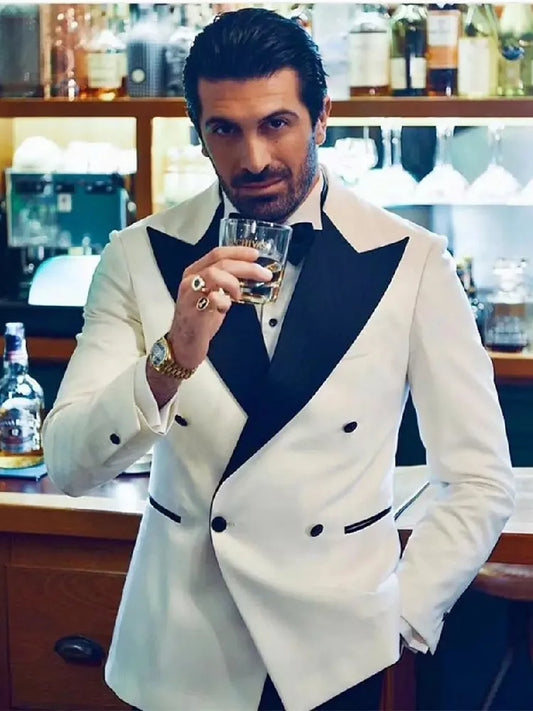 Costume Homme Men Suits Tailor-Made 2 Pieces Black Peak Lapel Formal Wedding Business Causal Prom