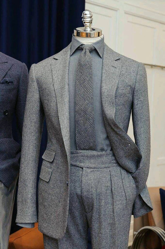 Costume Homme Winter Men's Woolen Suits 2 Pieces Peaked Lapel Long Jacket Suits Casual Overcoat Formal Business Daily Tailored