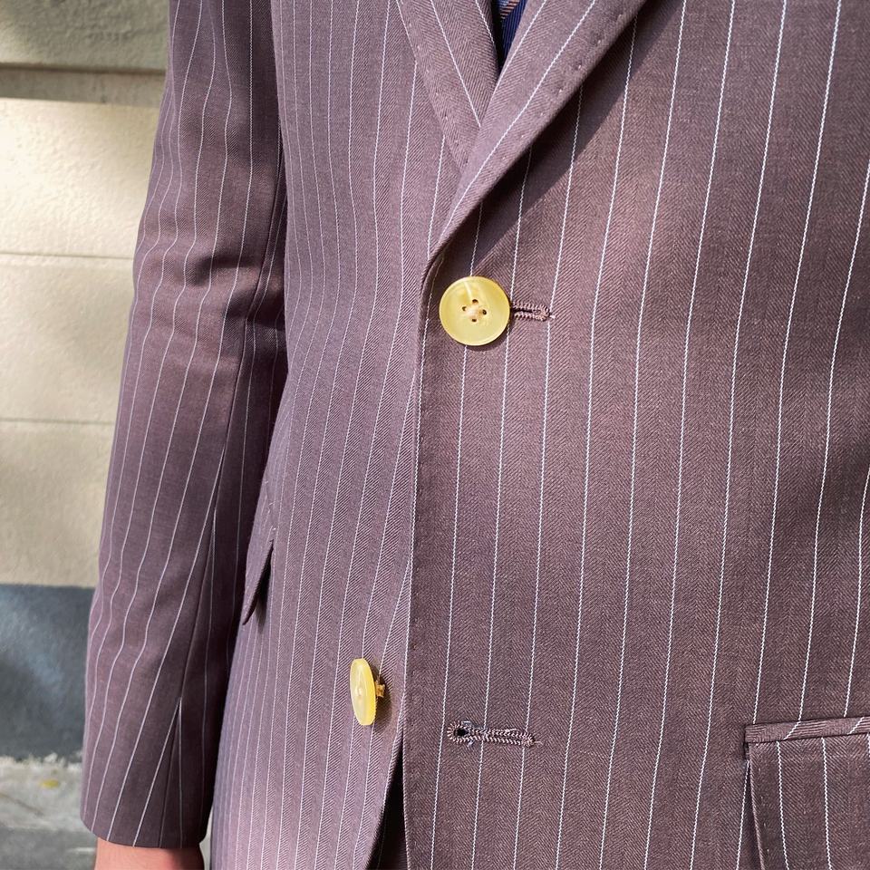 Costume homme 2 pièces blazer pantalon simple boutonnage revers pointu rayures fines mode smoking affaires moderne mariage marié 