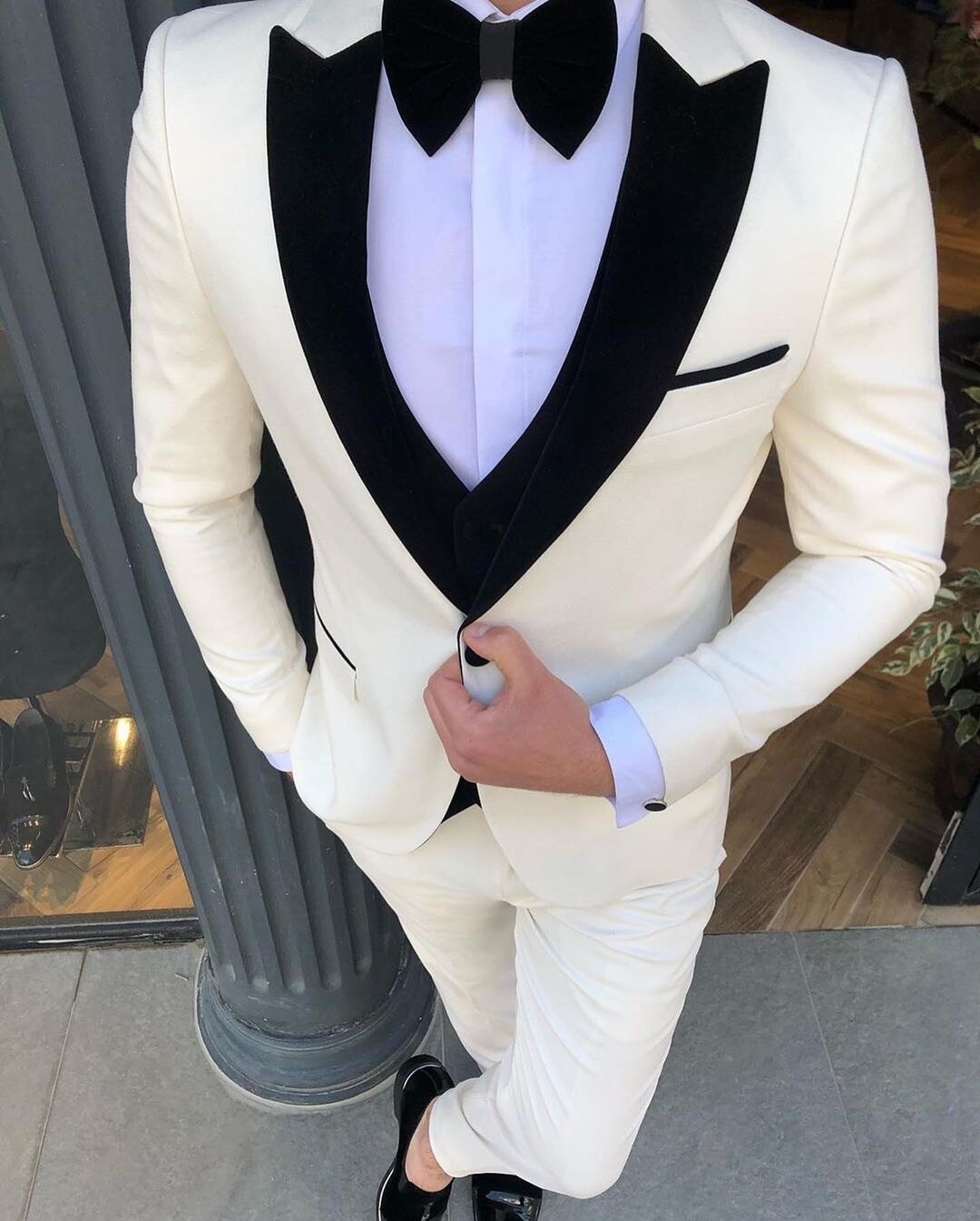 Cream White men Tuxedos Groom Wear Slim Fit One Button Wedding Blazer Suits Business Prom Party Jacket 3 Pieces