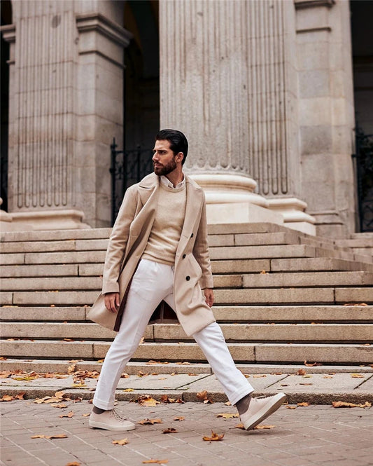 Cream White Warm Mens Long Coat Suits Men Tuxedos Men Prom Dinner Blazer Suit Only One Jacket