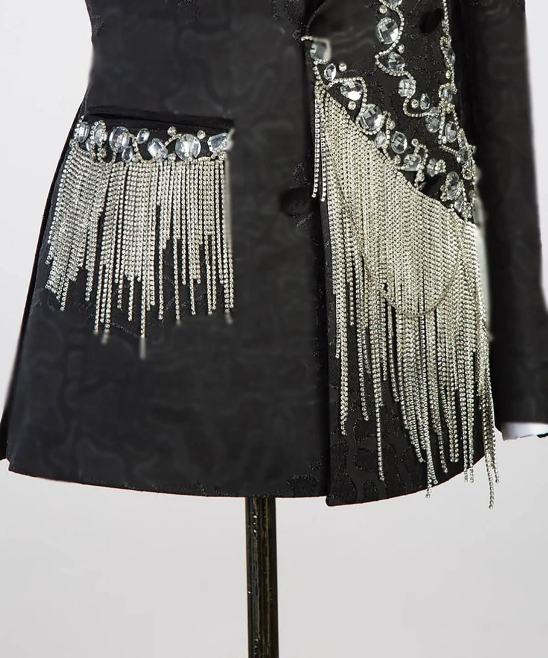 Smoking de mariage pour homme, veste sur mesure, col pointu, avec perles en cristal, pour bal, anniversaire, fête, une pièce
