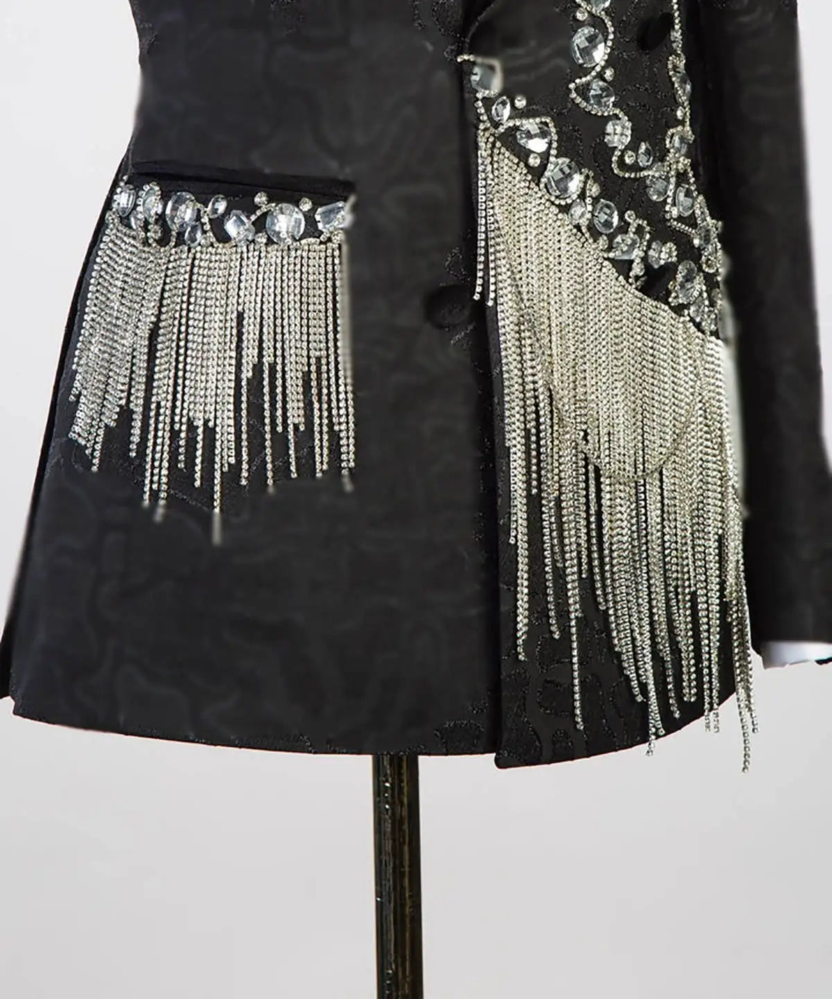 Smoking de mariage pour homme, veste sur mesure, col pointu, avec perles en cristal, pour bal, anniversaire, fête, une pièce