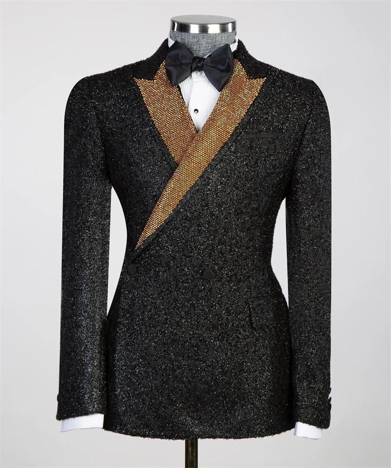 Trajes de cristal para hombre para boda, esmoquin formal de lujo para novio, 1 chaqueta, blazer, vestido de fiesta de oficina a medida, abrigo masculino con cinturón 
