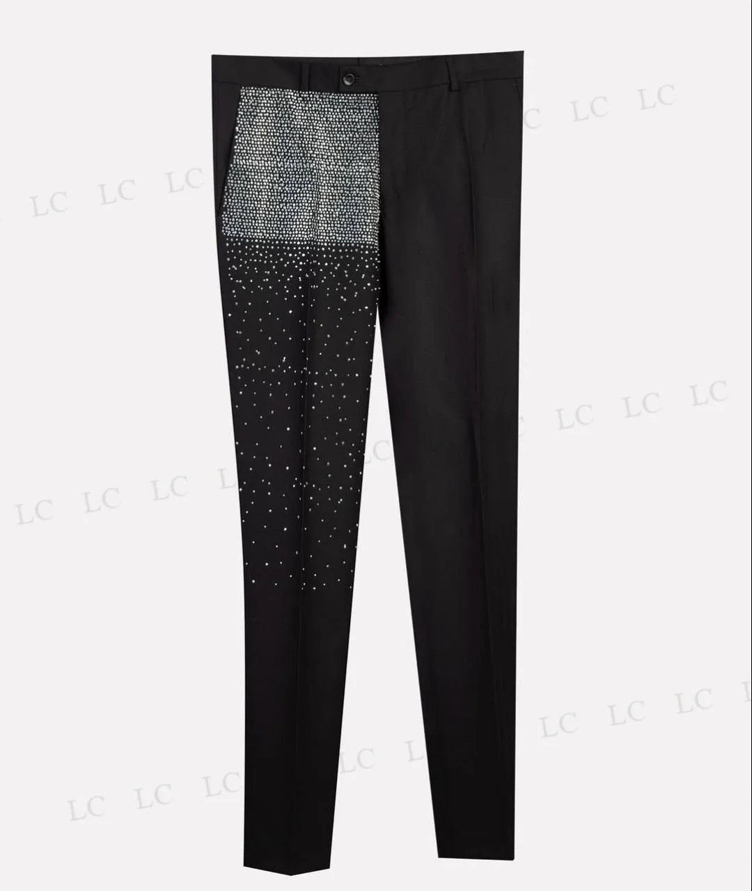 Crystal-Embellished Men's Tuxedo Suit Set, Beaded Tailored Blazer for Weddings and Parties, Plus Sizes