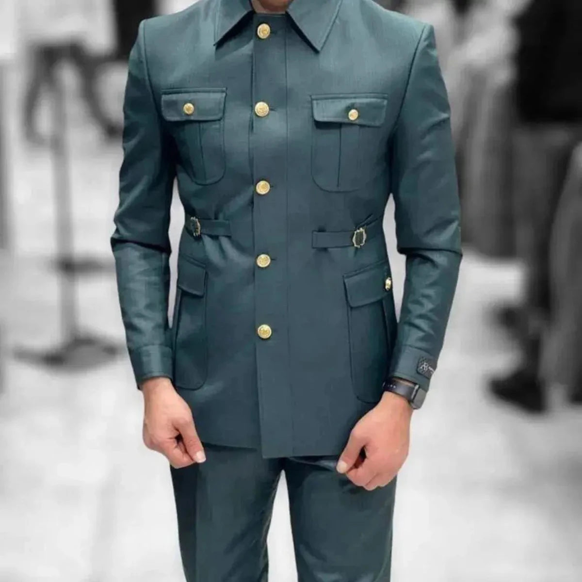 Custom Stylish Chinese Style Men’s Suits with Elegant Stand Collar for Weddings and Formal Events - Variety of Colors Available