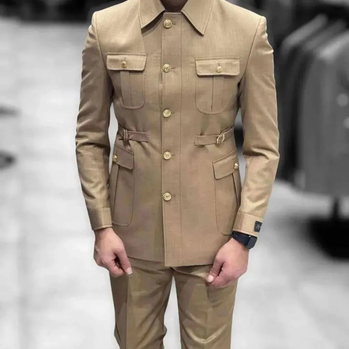 Custom Stylish Chinese Style Men’s Suits with Elegant Stand Collar for Weddings and Formal Events - Variety of Colors Available