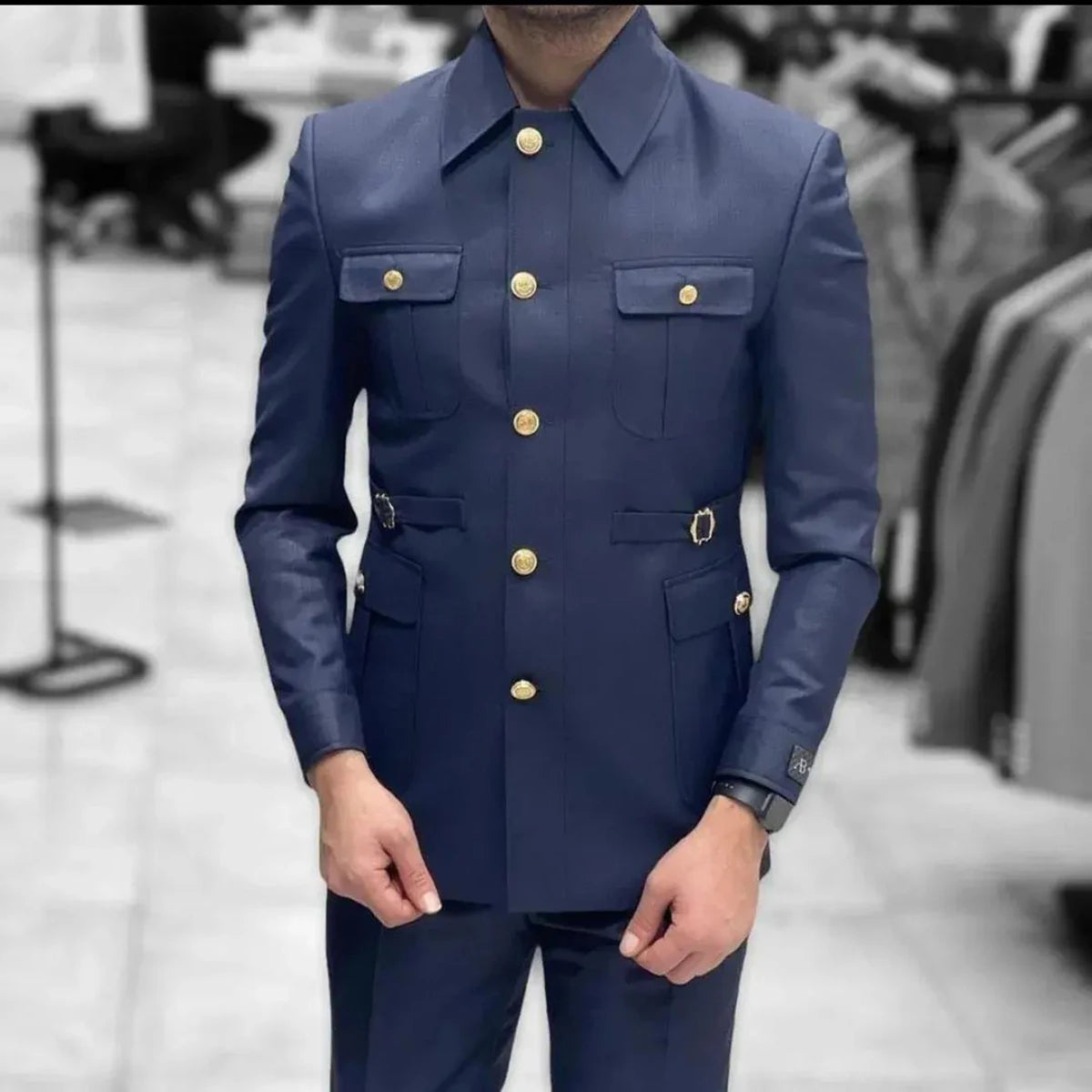 Custom Stylish Chinese Style Men’s Suits with Elegant Stand Collar for Weddings and Formal Events - Variety of Colors Available