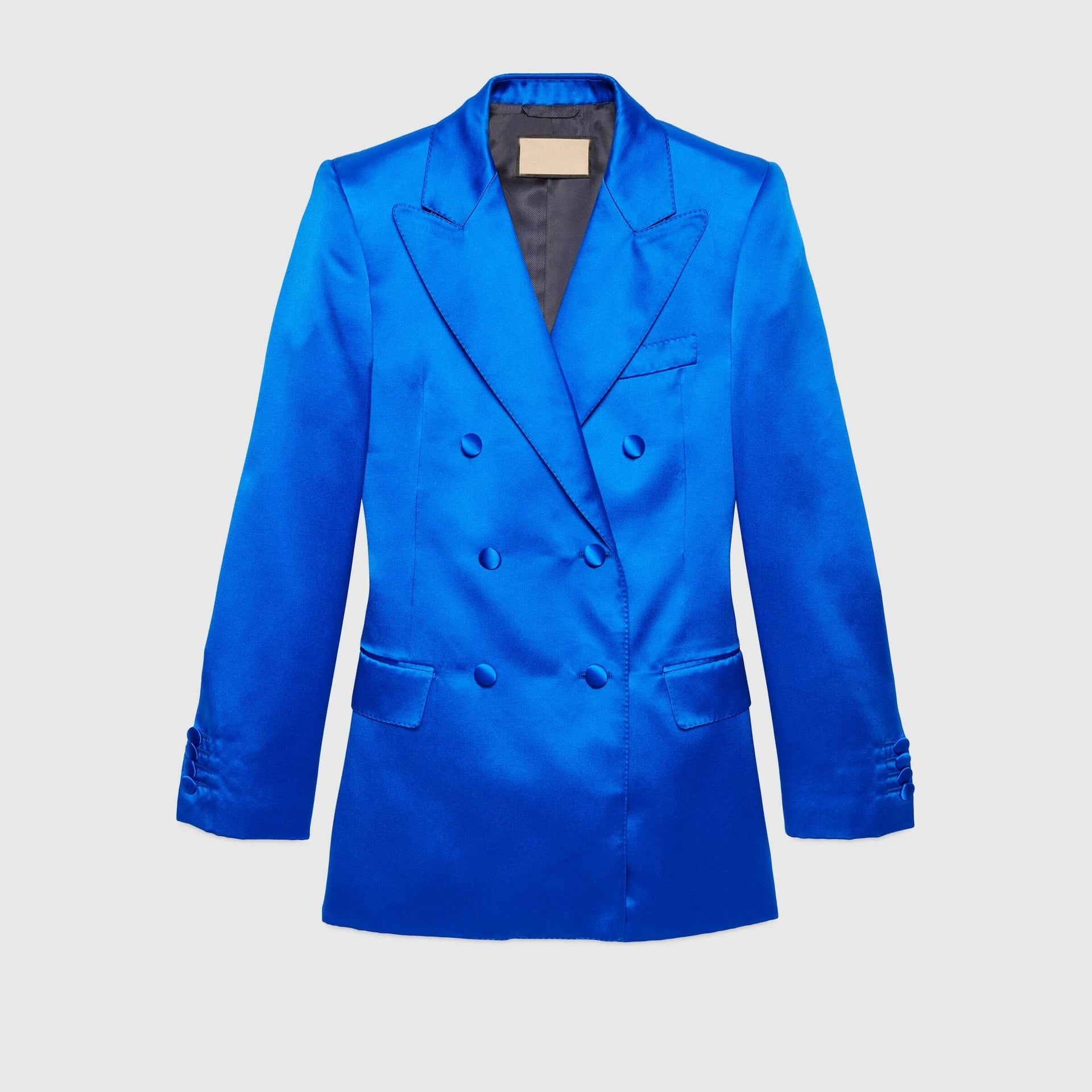 Trajes de mujer de satén azul hechos a medida, conjuntos de 2 piezas, blazer, pantalones, abrigo informal de verano para damas de negocios, atuendo diario 