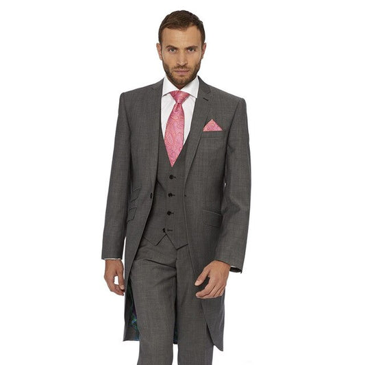 Custom Made Dark Gray Blazer Trousers Men Suits 3Pcs(Jacket+Pants+Vest+Tie)Formal Groom Long Coat Tuxedo Notch Lapel