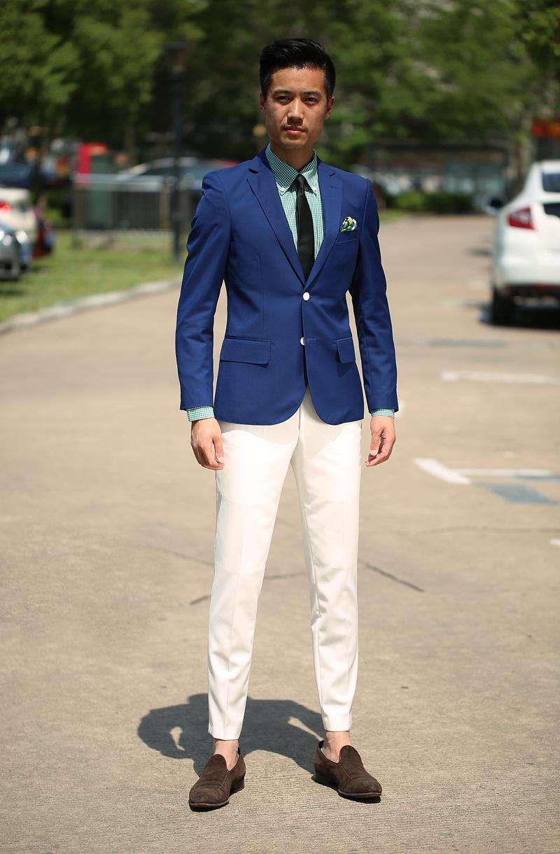 Trajes de boda azules para novios, hechos a medida, 2 piezas (chaqueta, pantalón y corbata), abrigo, pantalón, chaqueta de padrino, blazer ajustado. 